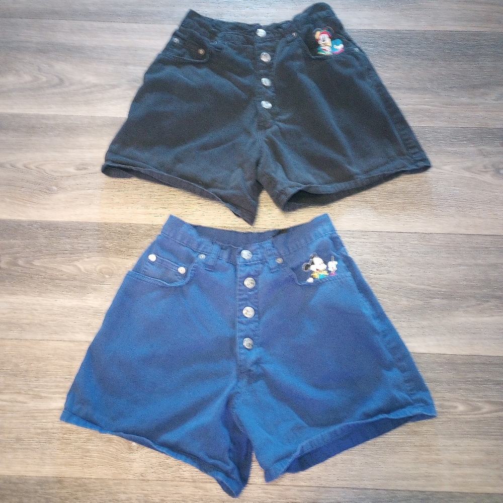 Y2K VTG Mickey Mouse Unlimited High Rise Shorts Black Blue Size 7 Jerry Leigh 2